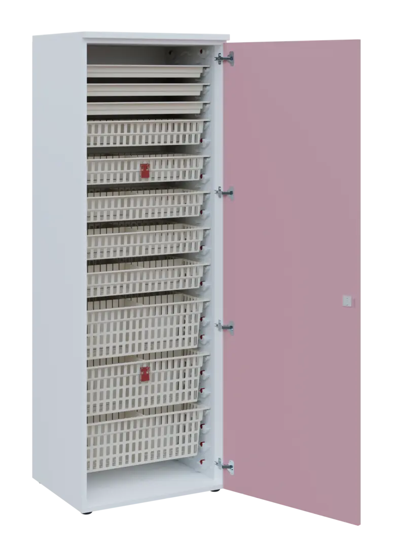 EUROMEDICA D - 66 ABS skříň léková boxová, 1-dveřová, pravá, 1950x660x535, korpus bílý, dvířka paste